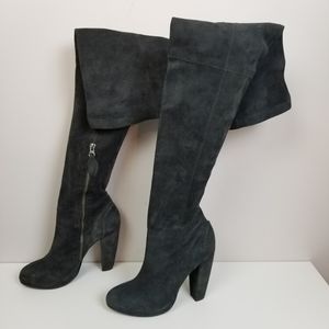 Rebecca Taylor gray suede heeled boots